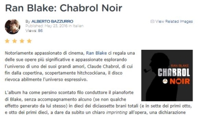 Recensione di "Chabrol Noir" di Ran Blake su All About Jazz